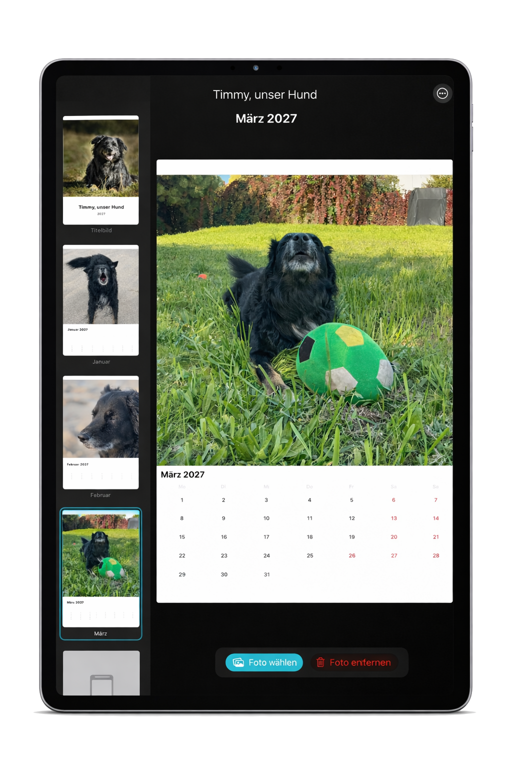 PhotoCal iPad – Fotos auswählen und zuweisen